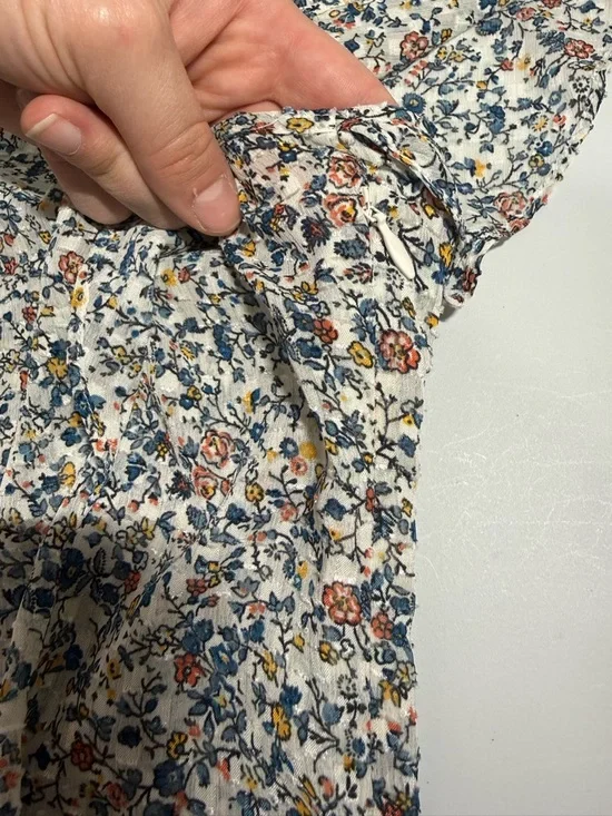 Madewell Floral Button Front Blouse Flutter Sleeve Cinched Back Top 6 - Picture 7 of 11